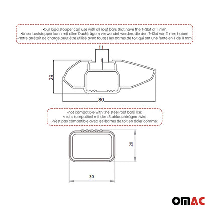 Ladungsbegrenzer Lastanschläge Load Stopper für Dachträger Einstellbar 2 tlg OMAC DE