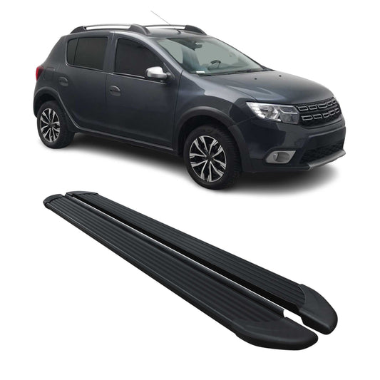 Seitenschweller Trittbretter für Dacia Sandero Stepway 2021-2025 Schwarz Alu OMAC DE