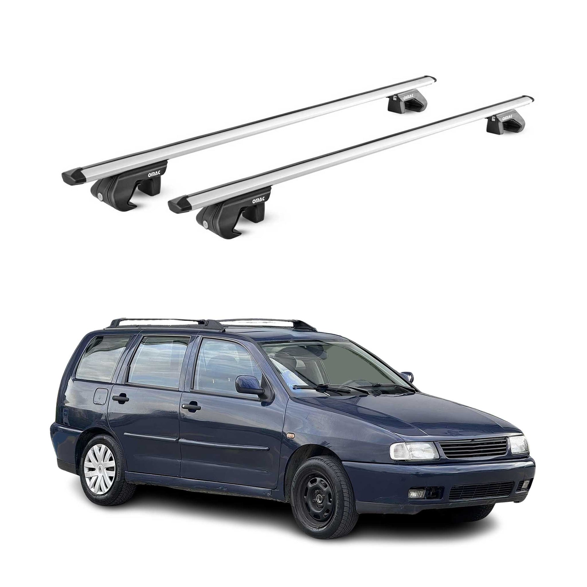 Dachträger für VW Polo mk3 Kombi 6N 1997-2001 5 tür 90kg Alu Silber 2x ABE OMAC DE