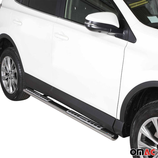 Stahl Seitenschweller Schwellerrohre für Toyota RAV4 2013-2018 Silber OMAC DE