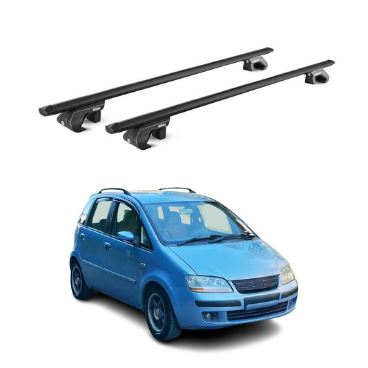 Dachträger Grundtäger für Fiat Idea 2003-2012 90kg Aluminium Schwarz 2 tlg ABE OMAC DE