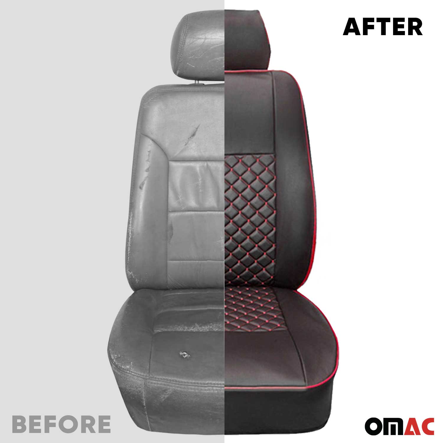 Sitzbezüge Schonbezüge für Mercedes Vito W639 2003-2014 Kunstleder Schwarz Rot OMAC DE