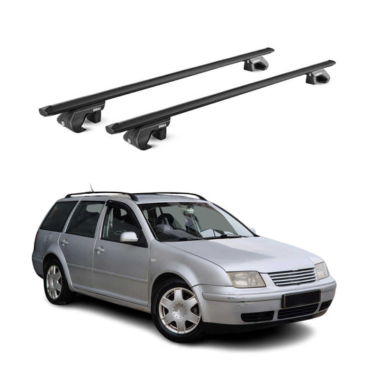 Dachträger Grundtäger für VW Bora Variant 1999-2005 90kg Alu Schwarz 2 tlg ABE OMAC DE