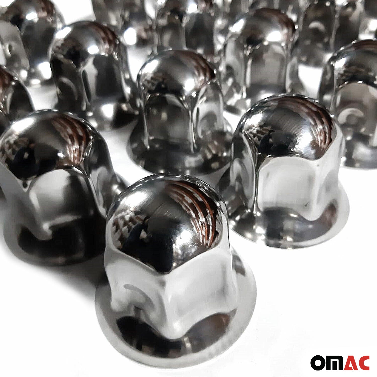 40x Glänzend Chrom Radmutterkappen Schutz Ø33mm für hohe Schrauben / LKW OMAC DE