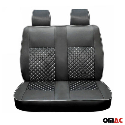 Sitzbezüge Schonbezüge für Fiat Ducato 2006-2024 Kunstleder Schwarz Weiß 2+1 OMAC DE