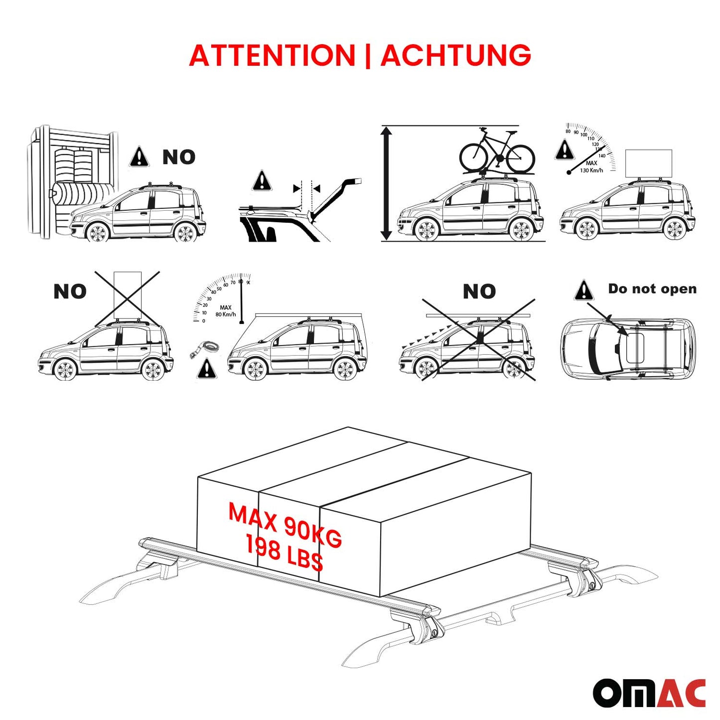 Dachträger Grundtäger für Toyota RAV4 2000-2012 3-5 tür 90kg Alu Silber 2x ABE