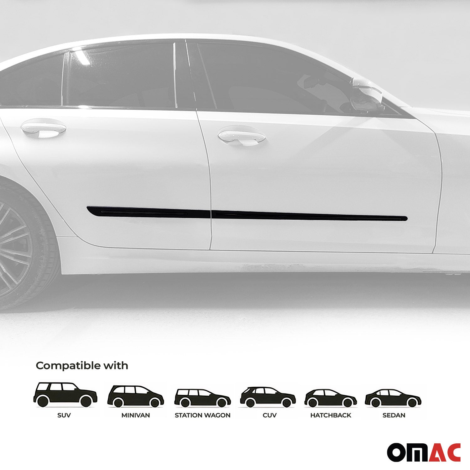 Seitentürleiste Türschutzleiste für Audi Polypropylene Schwarz 4x OMAC DE