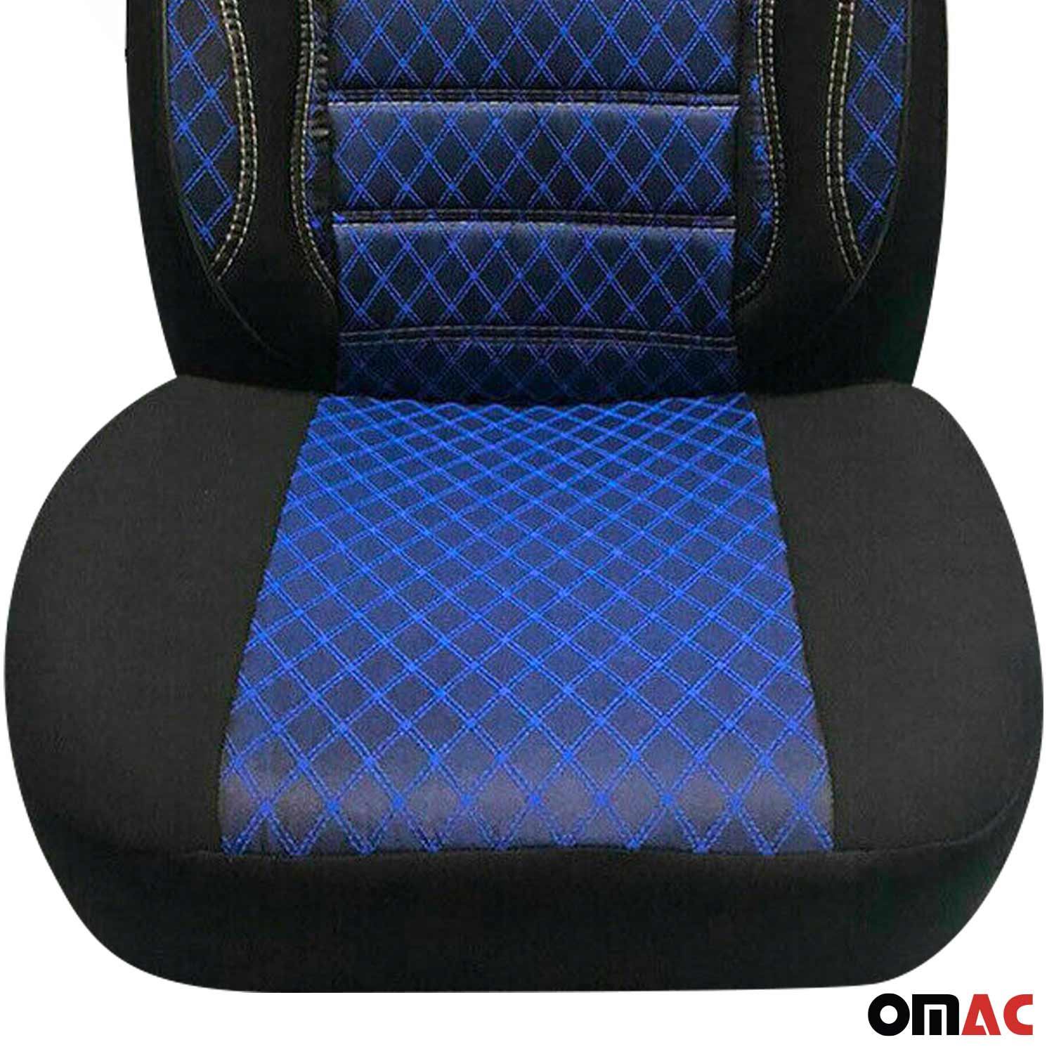 Sitzbezüge Schonbezüge für VW Transporter T6 2015-2025 Schwarz Blau 2 Sitz Vorne OMAC DE