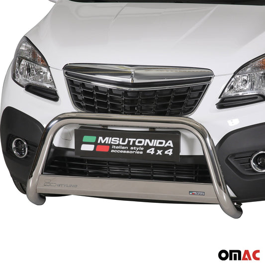Frontbügel Frontschutzbügel für Opel Mokka 2012-2016 Schutz ø63mm Stahl Silber OMAC DE