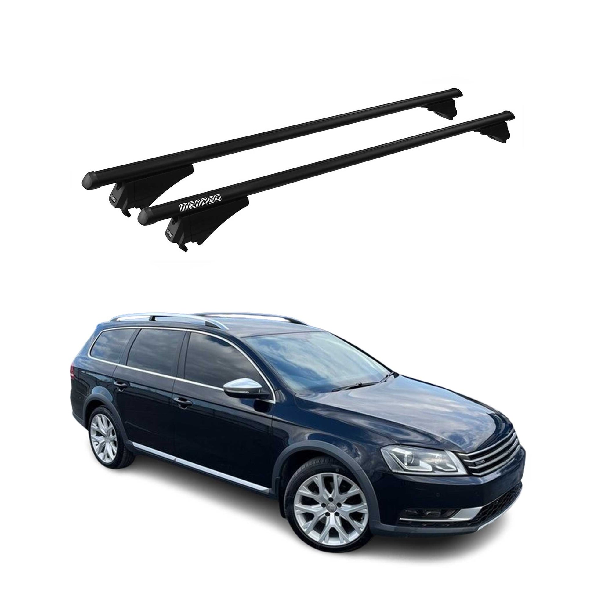 Menabo Dachträger Grundtäger für VW Passat Alltrack B7 2012-14 75kg Schwarz 2x OMAC DE
