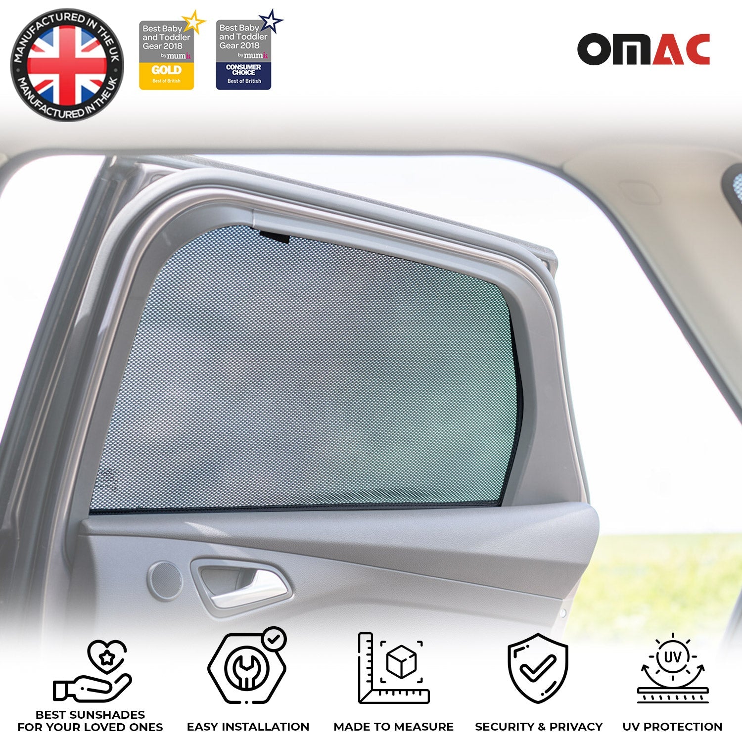 Sonnenschutz Seitenfenster für Ford Focus III Turnier 2011-2018 Heckscheibe 2tlg OMAC DE