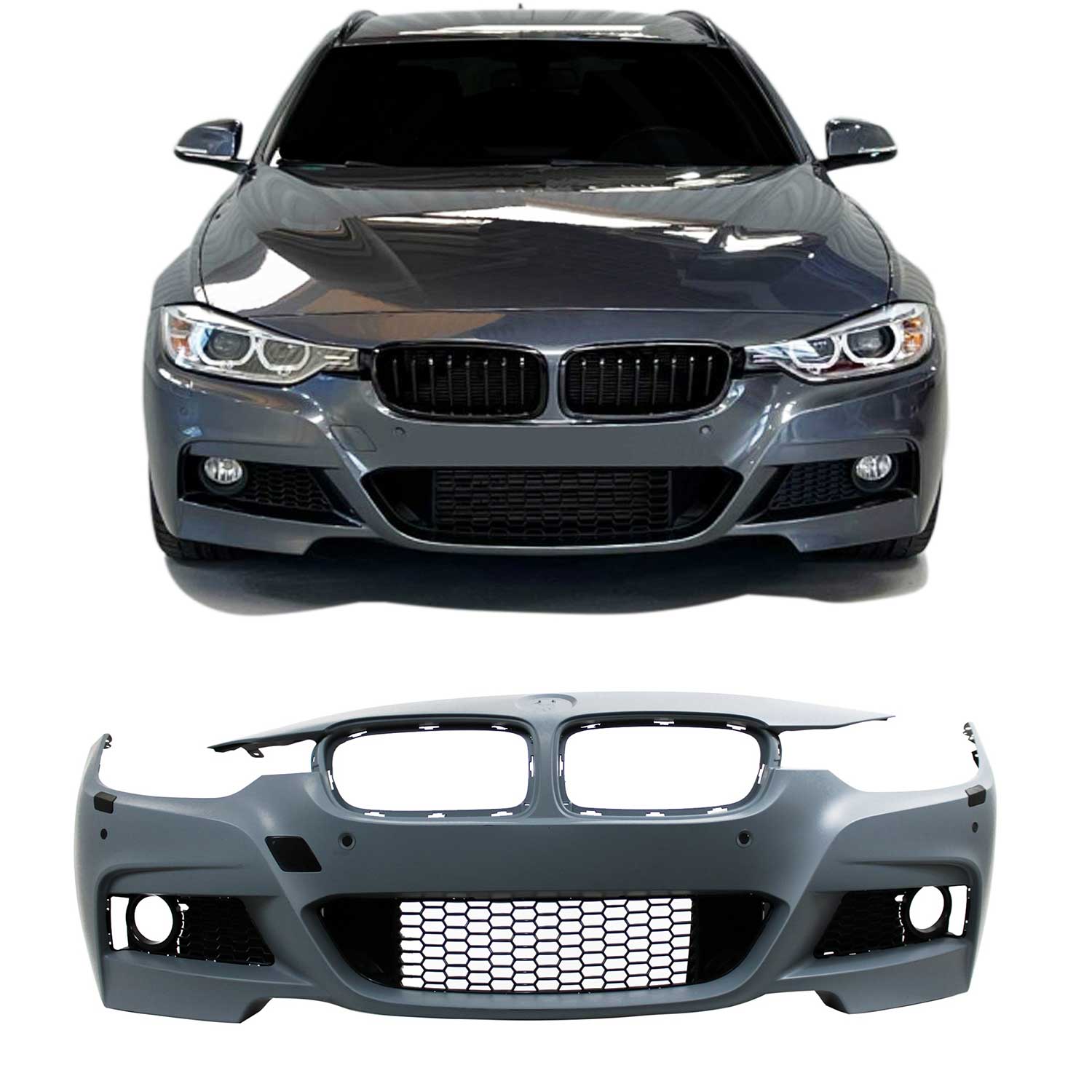 JOM Stoßstange für BMW F30 F31 2011-2019 SRA + PDC Sport-Design Schwarz OMAC DE