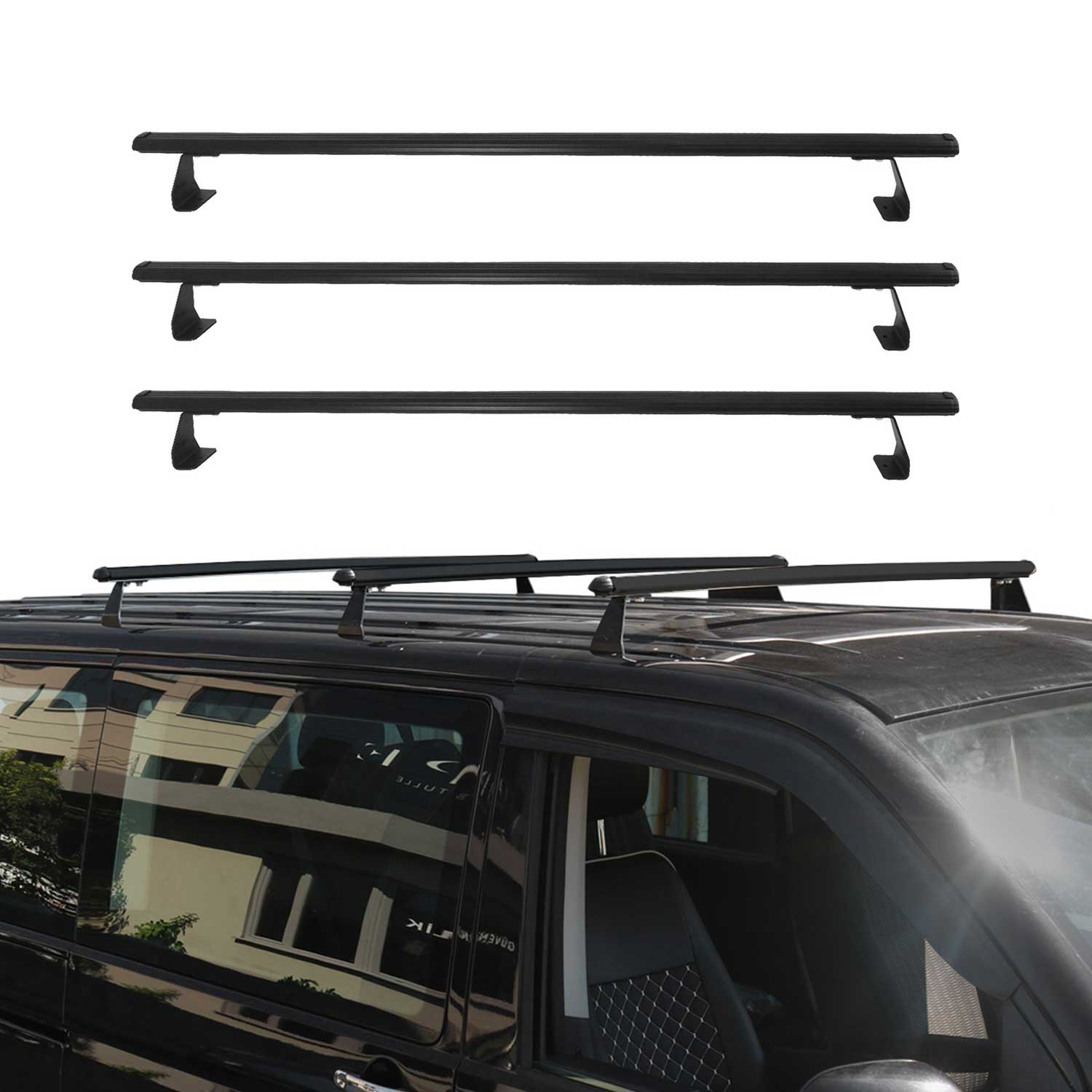 Dachträger für Ford Transit Custom / Tourneo Custom 2023-2025 75kg Schwarz 3tlg OMAC DE