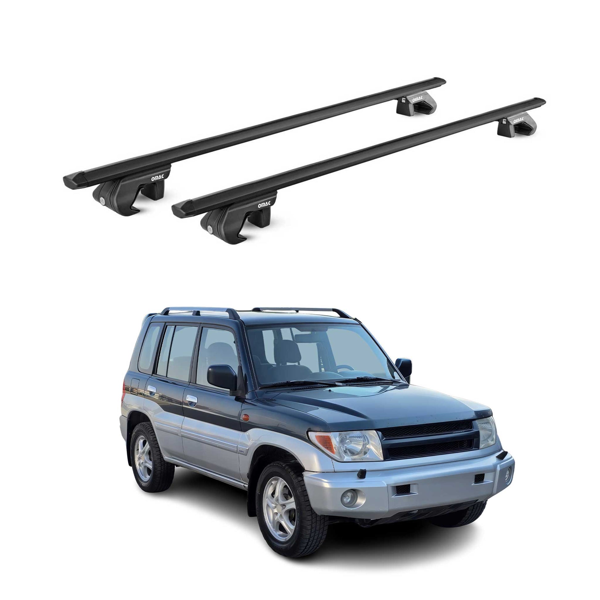 Dachträger für Mitsubishi Pajero Sport 1997-2008 5 tür 90kg Alu Schwarz 2x ABE OMAC DE