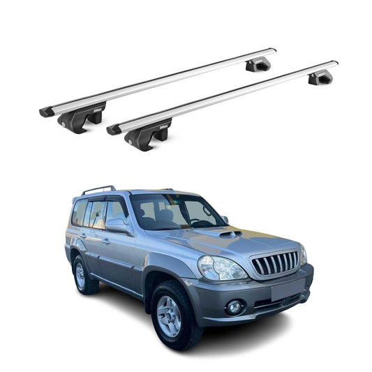 Dachträger Grundtäger für Hyundai Terracan 2001-2007 90kg Alu Silber 2 tlg ABE OMAC DE