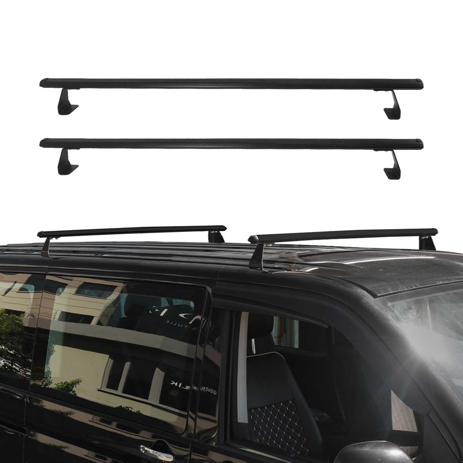 Dachträger für Ford Transit Custom / Tourneo Custom 2023-2025 75kg Schwarz 2tlg OMAC DE