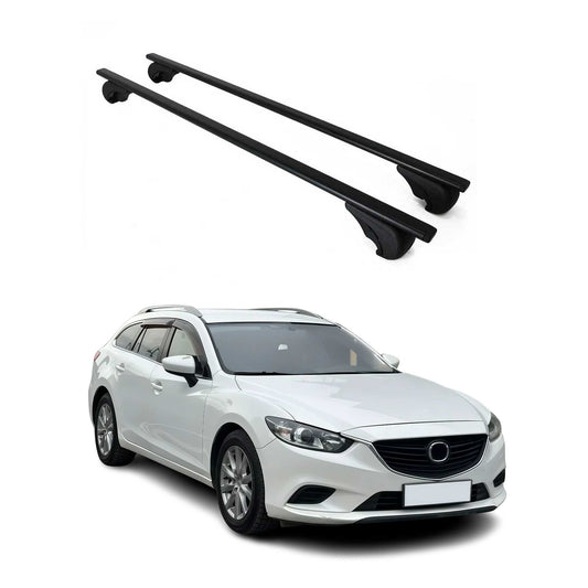 Dachträger Grundtäger für Mazda 6 Kombi 2012-2017 75kg Metall Schwarz 2 tlg OMAC DE