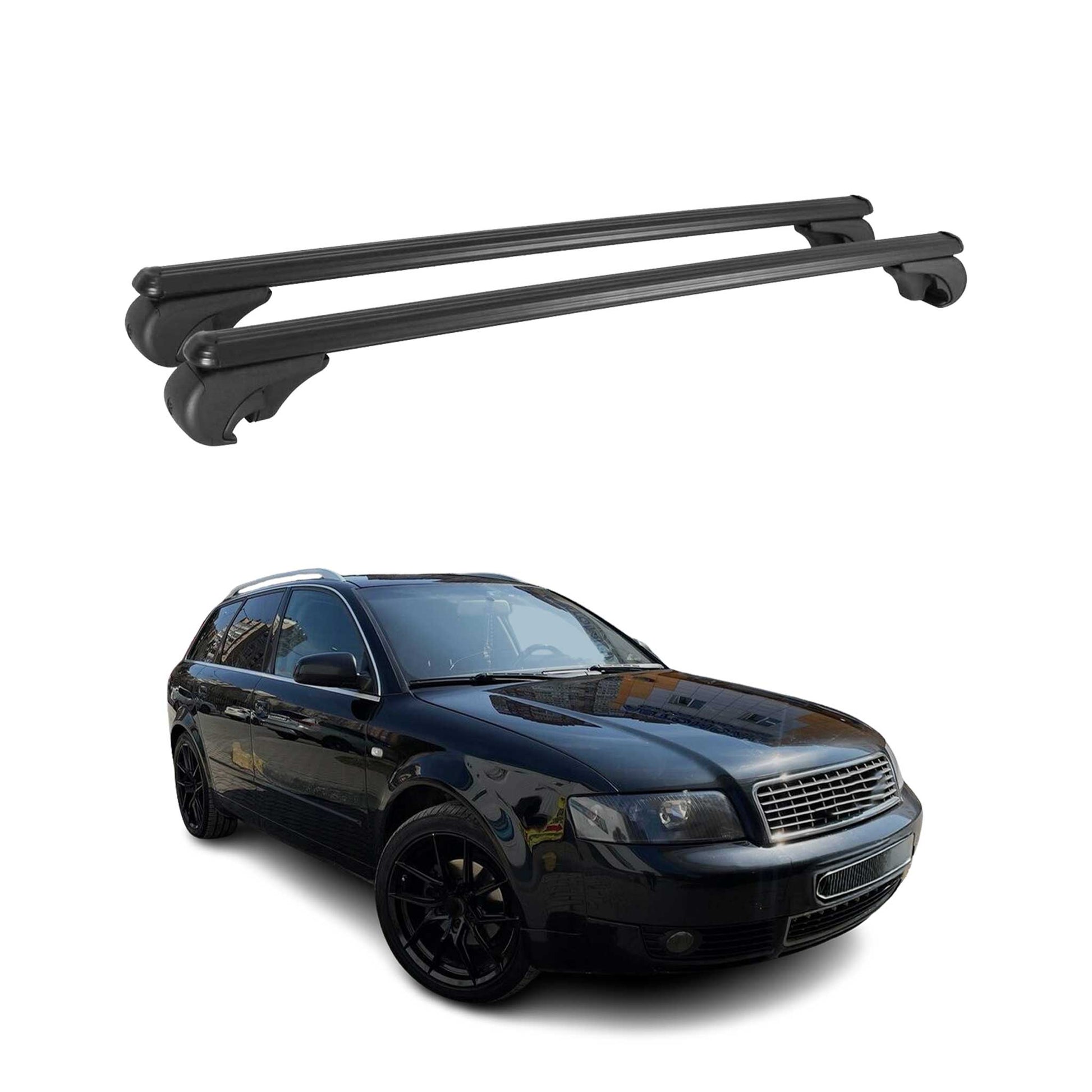 Dachträger Grundtäger für Audi A4 B6 Avant 2001-2004 75kg Alu Schwarz 2 tlg OMAC DE