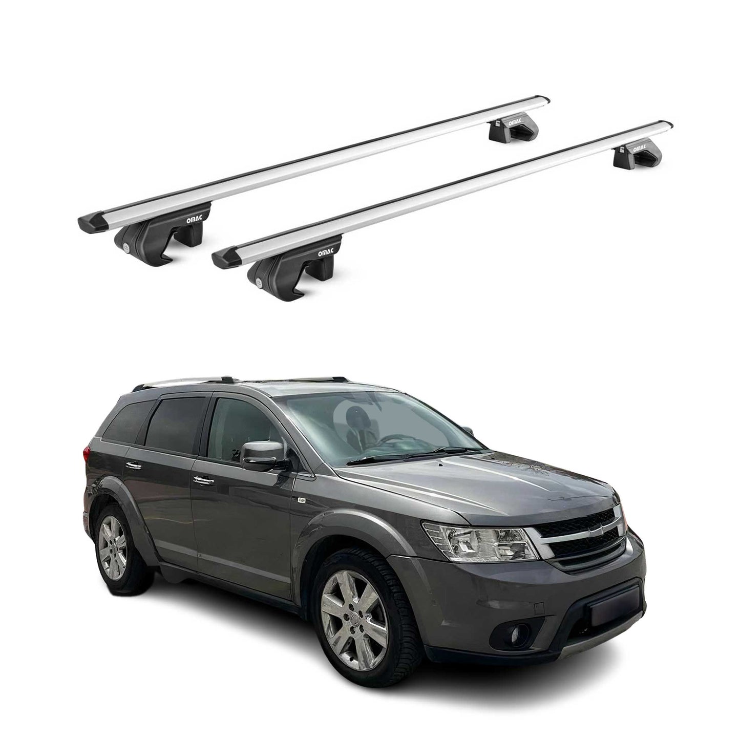 Dachträger Grundtäger für Fiat Freemont 2011-2016 90kg Alu Silber 2 tlg ABE OMAC DE