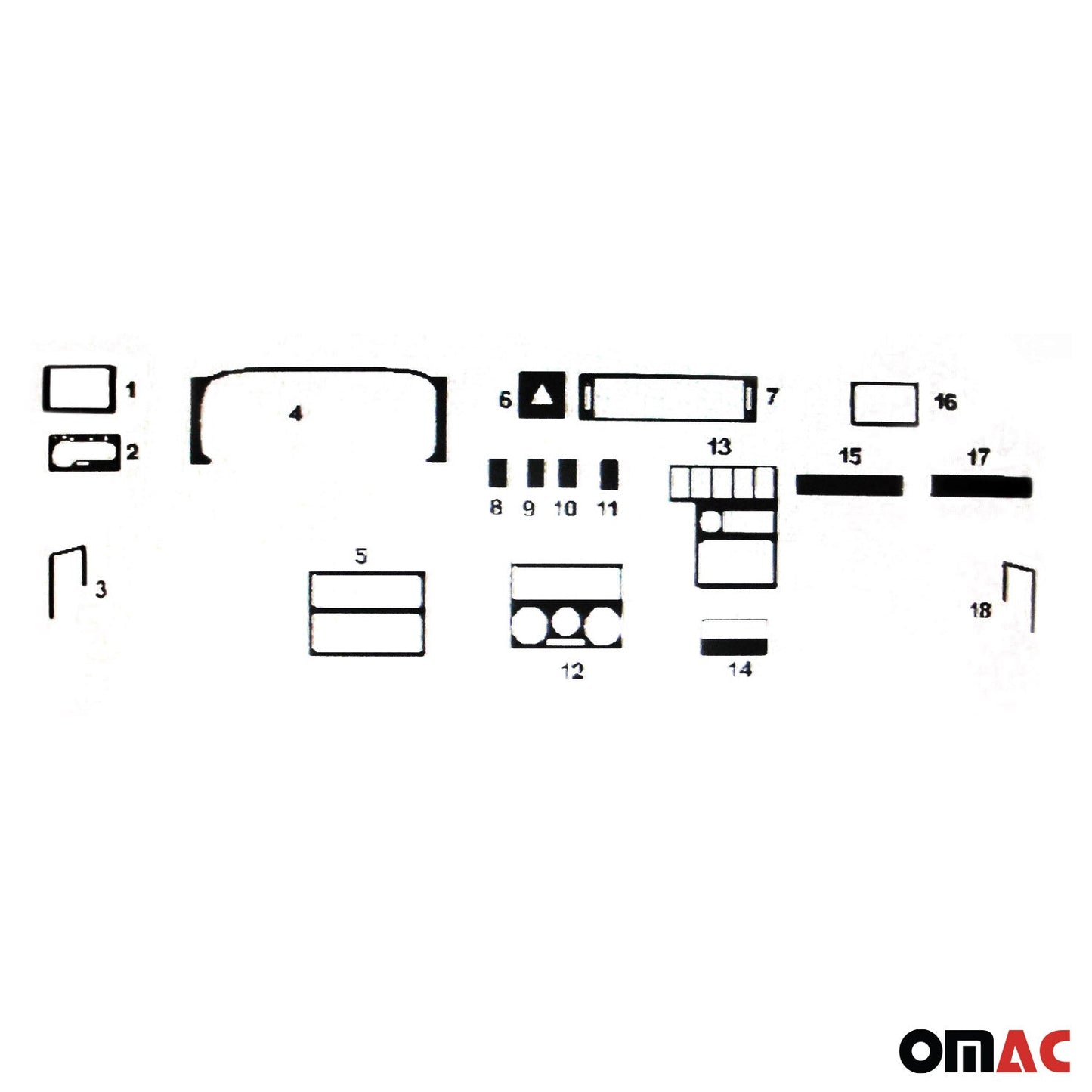 Innenraum Dekor Cockpit für VW T4 Transporter 1990-2003 Piano Schwarz Optik 18x OMAC DE