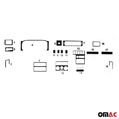 Innenraum Dekor Cockpit für VW T4 Transporter 1990-2003 Piano Schwarz Optik 18x OMAC DE