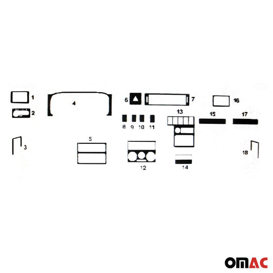 Innenraum Dekor Cockpit für VW T4 Transporter 1990-2003 Piano Schwarz Optik 18x OMAC DE