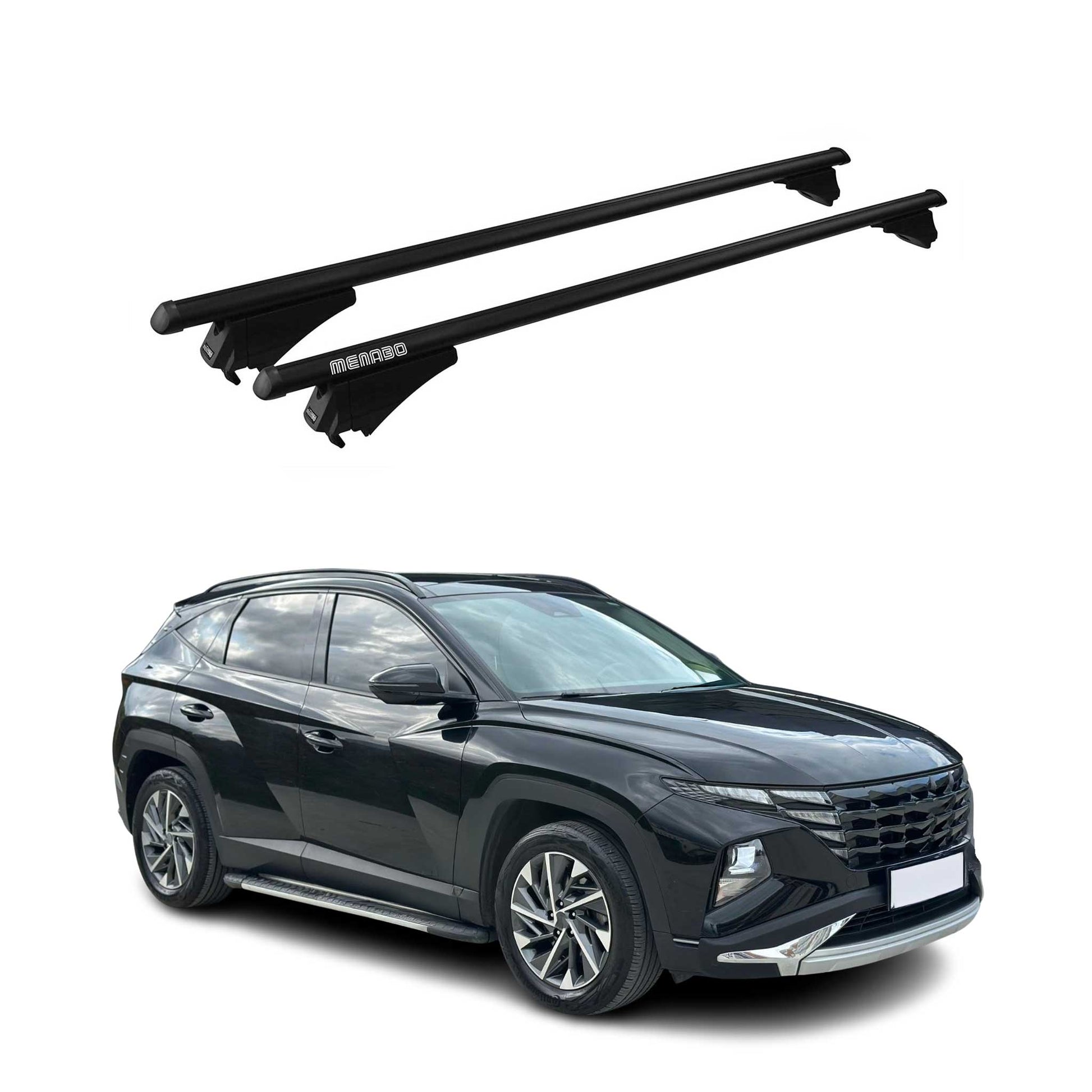 Menabo Dachträger Grundtäger für Hyundai Tucson mk4 2020-2025 75kg Alu Schwarz OMAC DE