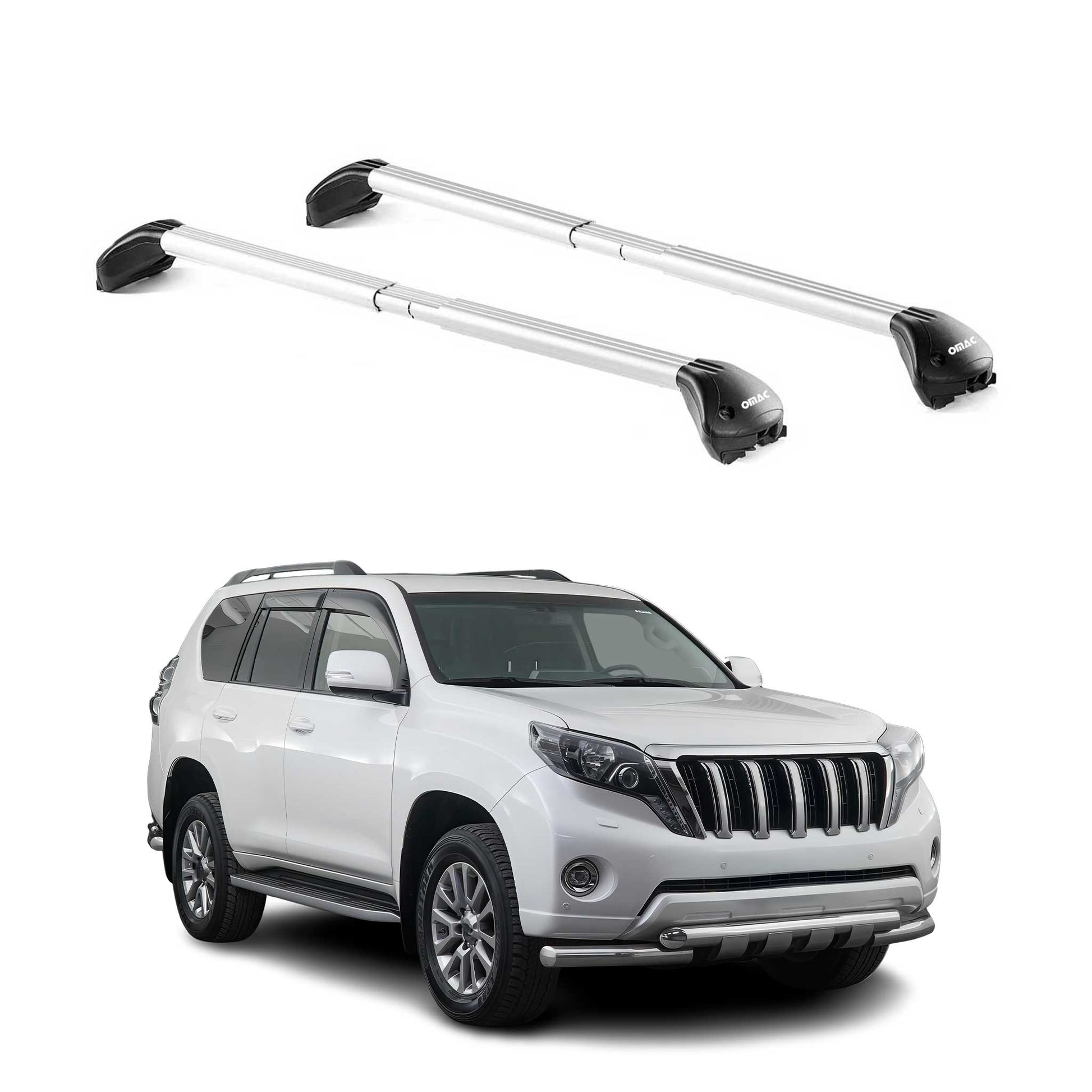 Dachträger für Toyota Land Cruiser 125 155 2002-2021 3 tür 100kg Alu ABE Silber OMAC DE