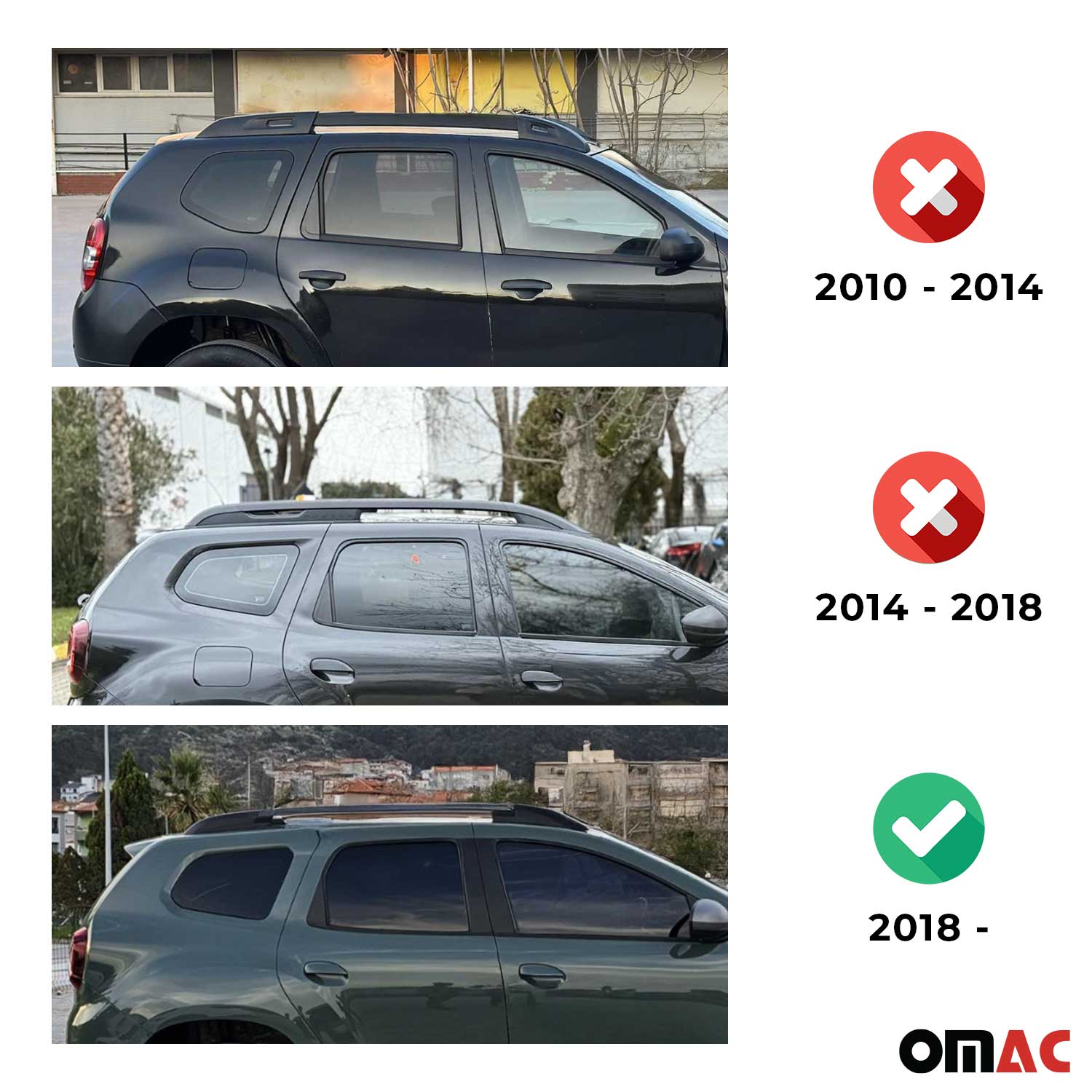 Dachträger Grundtäger für Dacia Duster mk2 2018-2021 Pre-FL 75kg Alu Schwarz 2x OMAC DE
