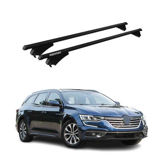 Menabo Dachträger für Renault Talisman Grandtour 2015-2025 75kg Alu Schwarz 2x OMAC DE