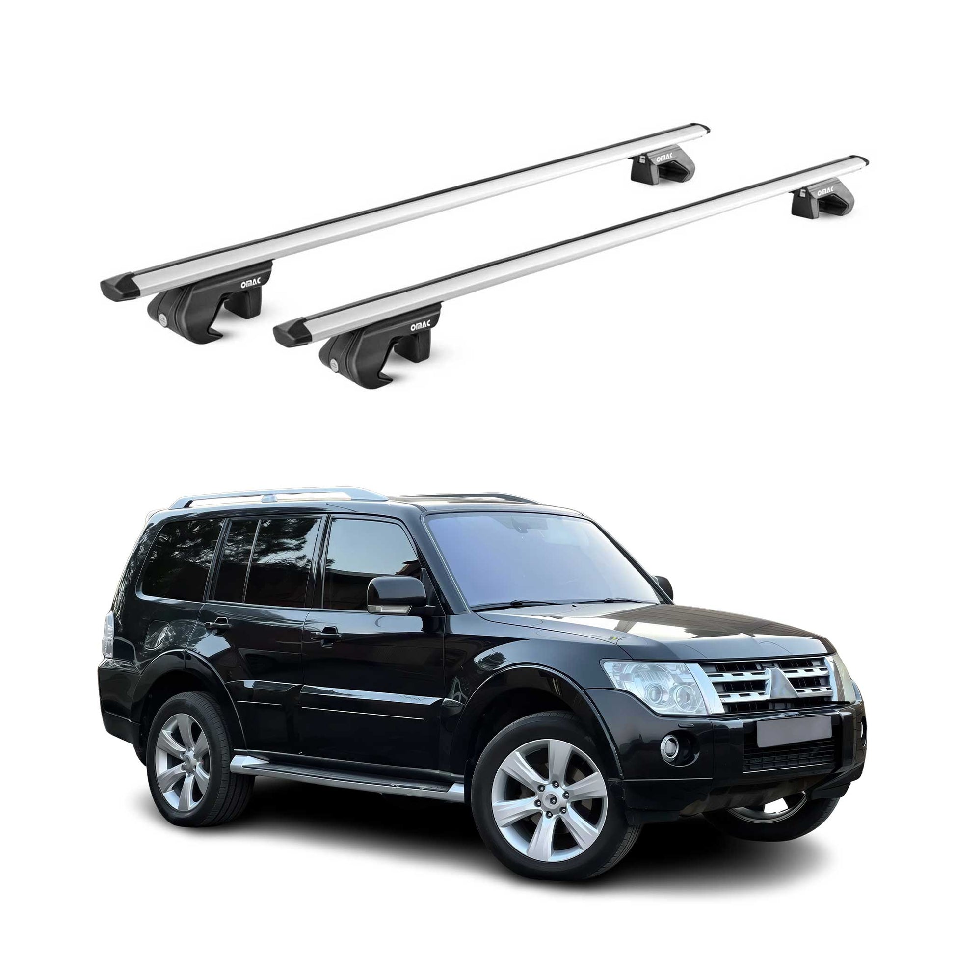 Dachträger für Mitsubishi Pajero V80 2006-2021 3-5 tür 90kg Alu Silber 2x ABE OMAC DE