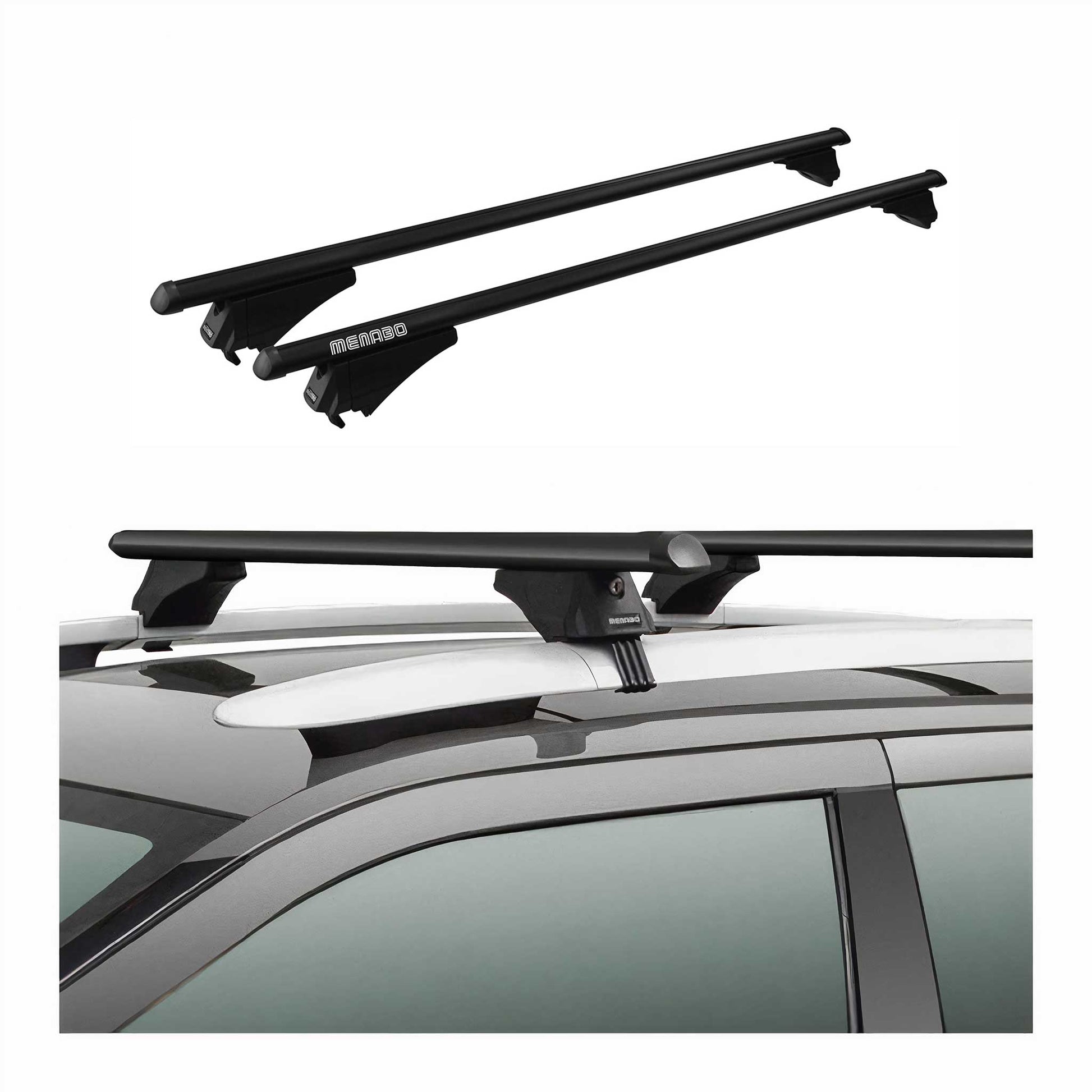 Menabo Dachträger Grundtäger für VW Golf 2019-2025 75kg Aluminium Schwarz 2 tlg OMAC DE