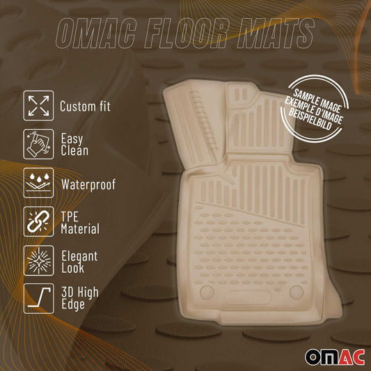 OMAC Gummimatten Fußmatten für BMW 7er F02 Long 2008-2015 Automatten Beige 4tlg OMAC DE