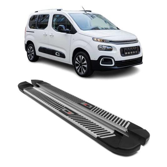 Trittbretter für Citroen Berlingo III 2018-2025 L1 Kurzer Alu Schwarz-Silber OMAC DE
