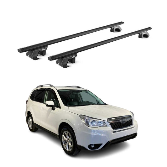 Dachträger Grundtäger für Subaru Forester mk4 2013-2018 90kg Alu Schwarz 2x ABE OMAC DE