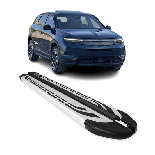2024-2025 Opel Grandland II Trittbretter Seitenschweller Seitenbretter Aluminium Silber OMAC DE