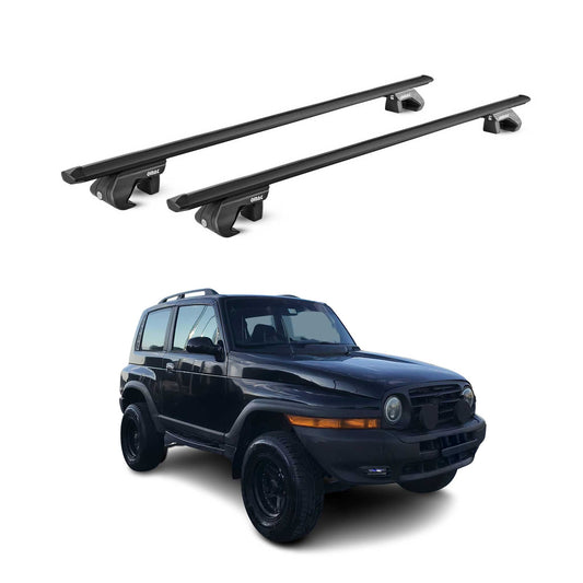 Dachträger Grundtäger für SsangYong Korando 1996-2006 3 tür 90kg Alu Schwarz ABE OMAC DE