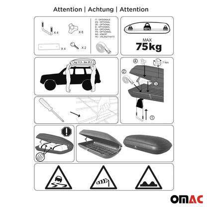 Mieten Dachbox Dachkoffer Gepäckbox 400 Liter Carbonlook Abschließbar Autobox OMAC DE