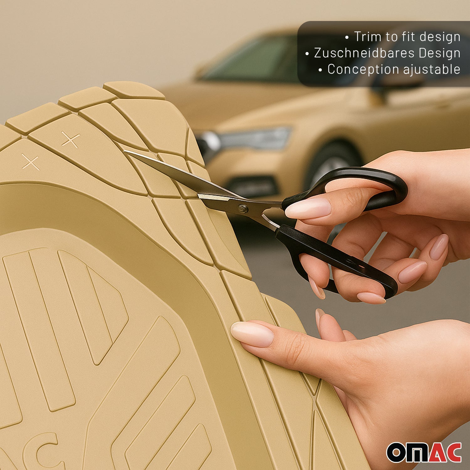 2023-2025 BYD Tang 5Sitze Fußmatten Zuschneidbar Gummi Beige 4 tlg OMAC DE