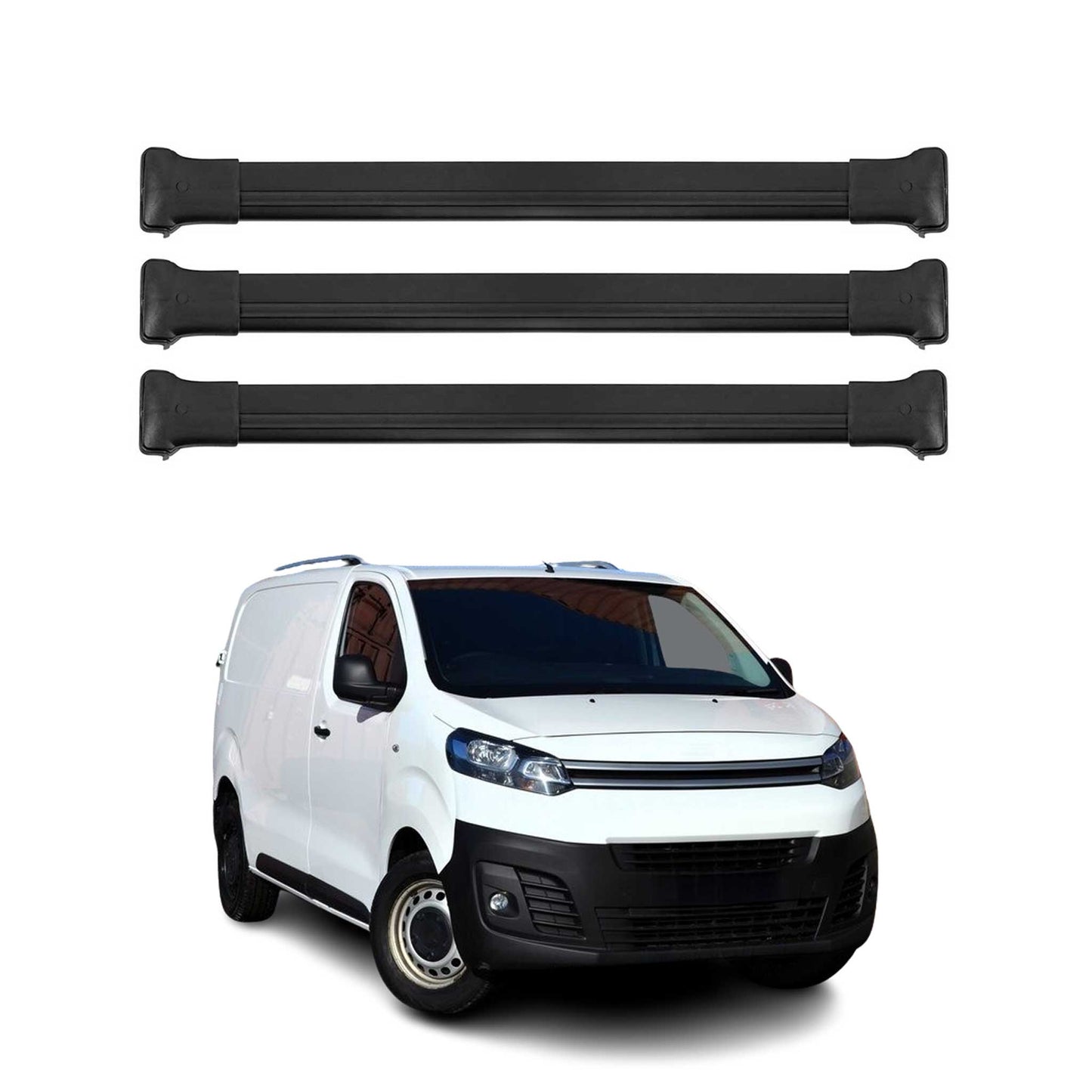Dachträger Grundtäger für Citroen Jumpy 2016-2025 75kg Aluminium Schwarz 3 tlg OMAC DE