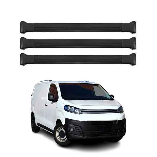 Dachträger Grundtäger für Citroen Jumpy 2016-2025 75kg Aluminium Schwarz 3 tlg OMAC DE
