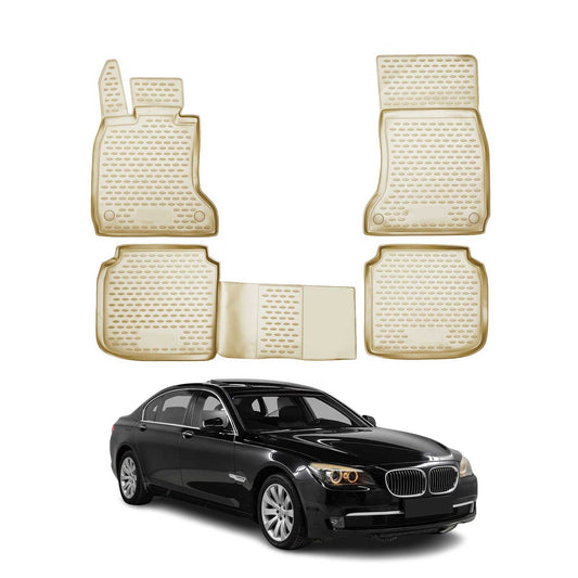 OMAC Gummimatten Fußmatten für BMW 7er F02 Long 2008-2015 Automatten Beige 4tlg OMAC DE