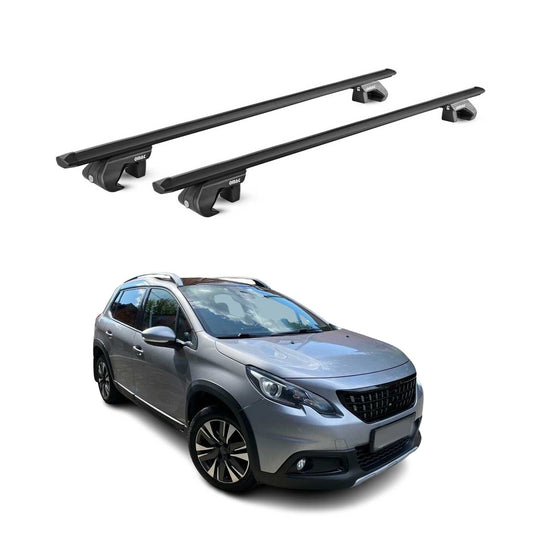Dachträger Grundtäger für Peugeot 2008 2013-2019 90kg Alu Schwarz 2 tlg ABE OMAC DE