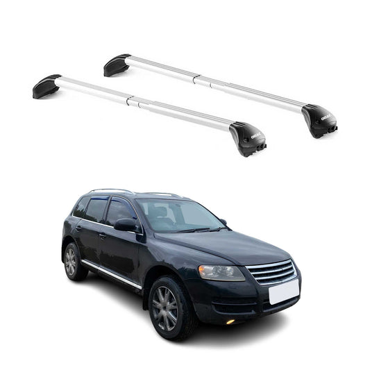Dachträger Grundtäger für VW Touareg mk1 2002-2010 5 tür 100kg Alu Silber 2x ABE OMAC DE
