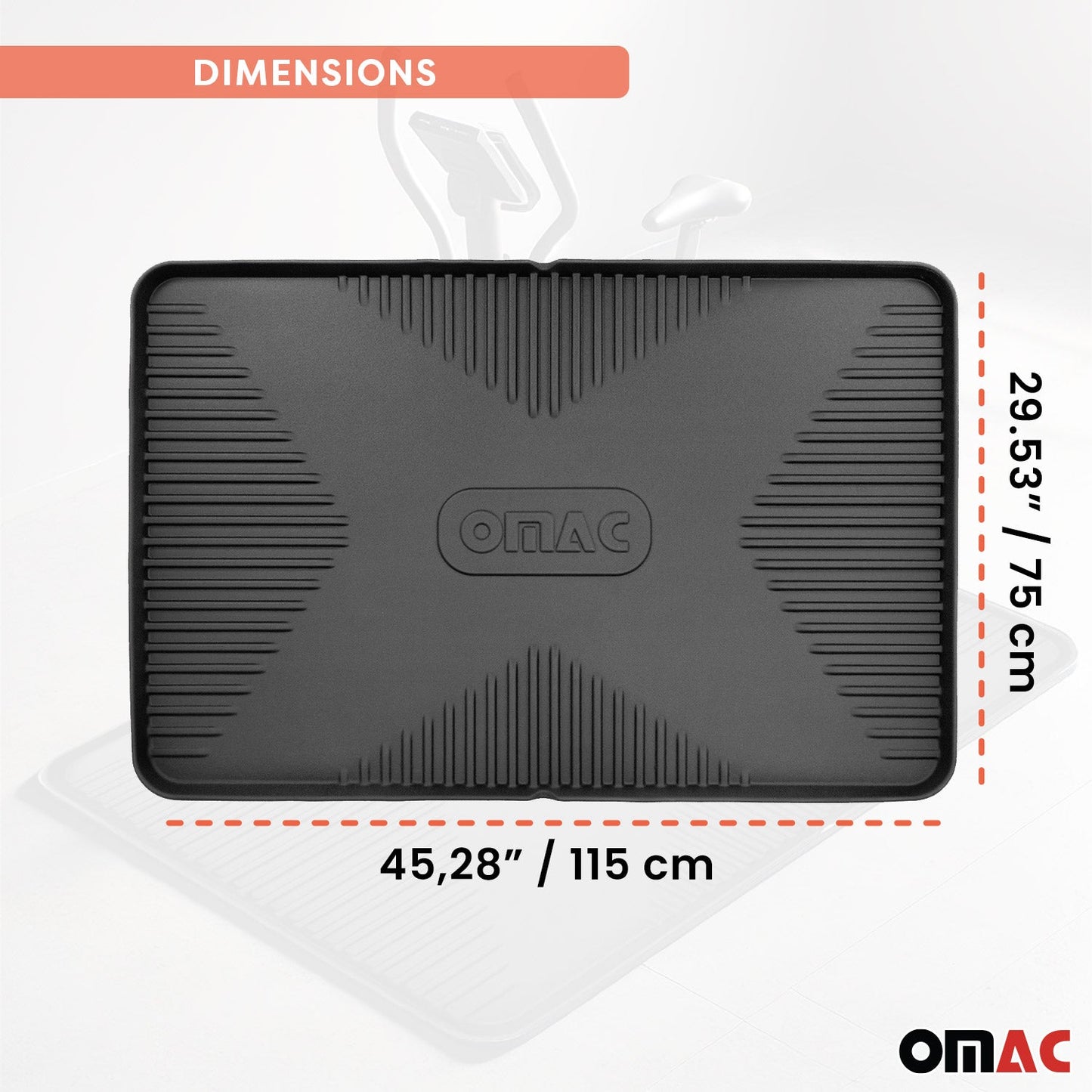 OMAC Fahrradmatte Antirutsch Bodenschutzmatte Mehrzweckmatte 115x75cm Gummi OMAC DE