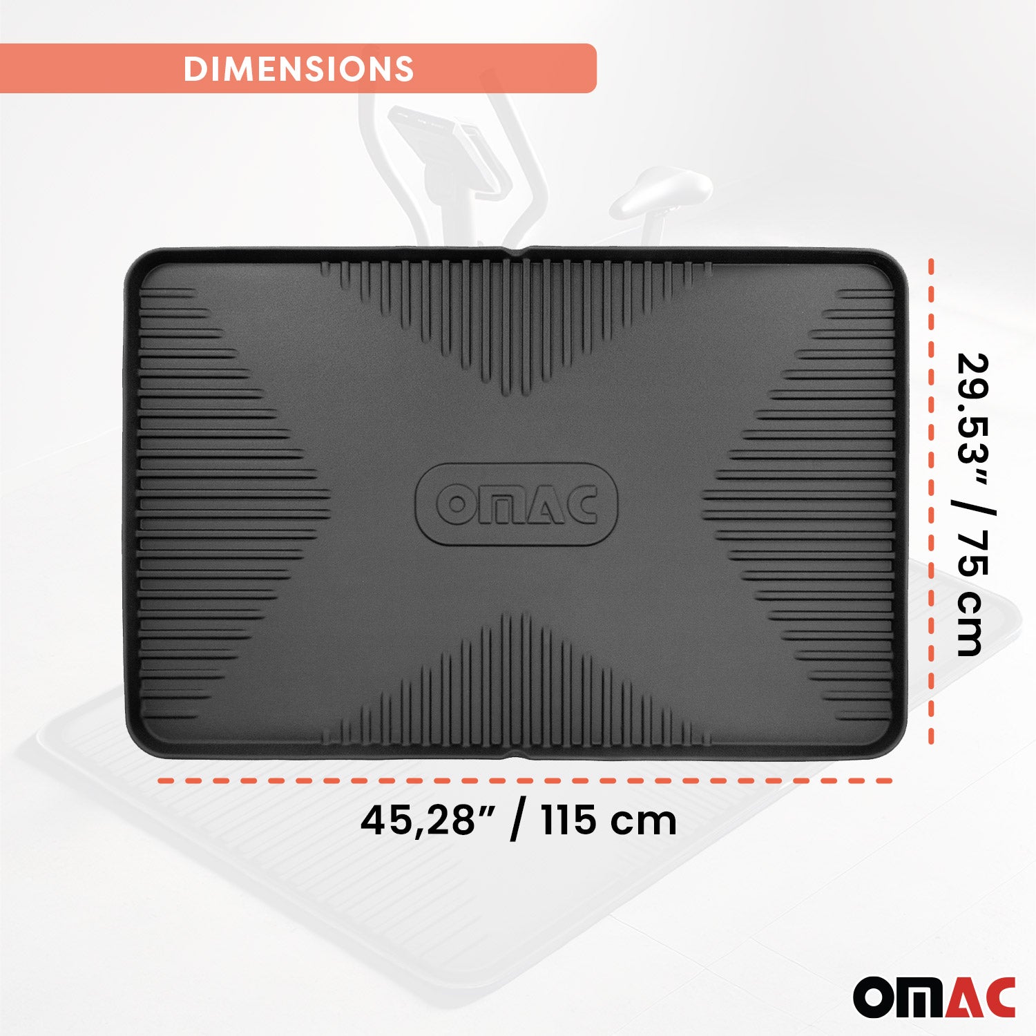 OMAC Fahrradmatte Antirutsch Bodenschutzmatte Mehrzweckmatte 115x75cm Gummi OMAC DE