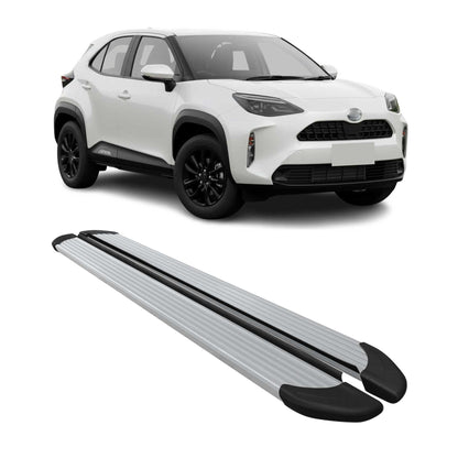 Trittbretter Seitenschweller für Toyota Yaris Cross 2023-2025 Alu Silber 2 tlg