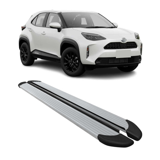 Trittbretter Seitenschweller für Toyota Yaris Cross 2023-2025 Alu Silber 2 tlg