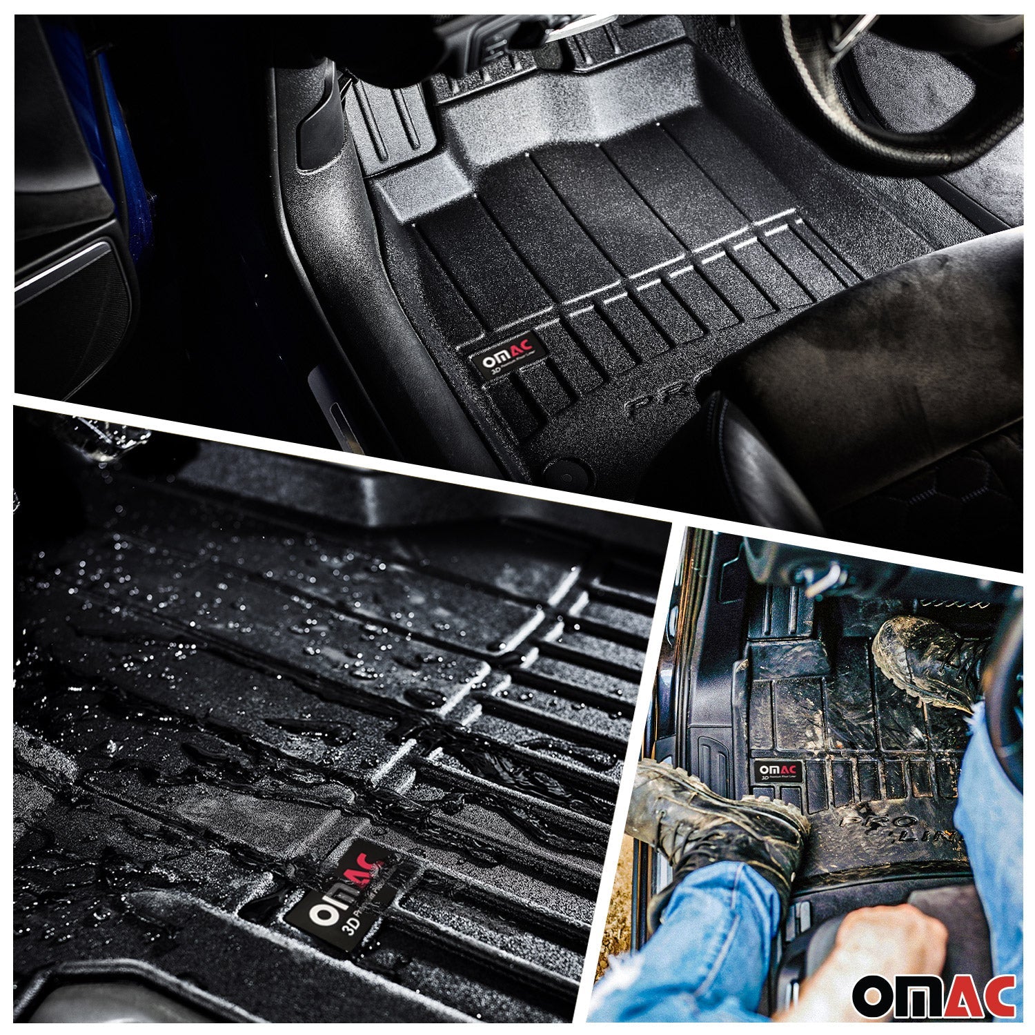 OMAC Fußmatten & Kofferraumwanne Set für BMW X6 E71 2007-2014 Gummi Schwarz 4x OMAC DE