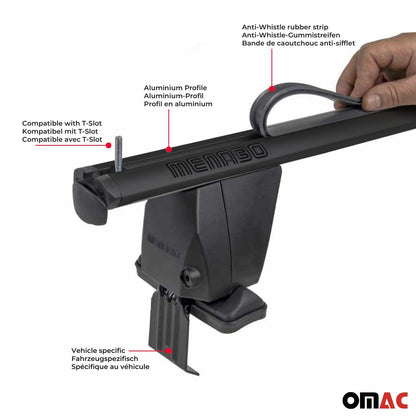 Menabo Dachträger Grundträger für Volvo EX30 2023-2025 Alu Schwarz 2tlg OMAC DE